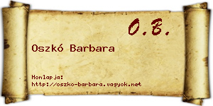 Oszkó Barbara névjegykártya